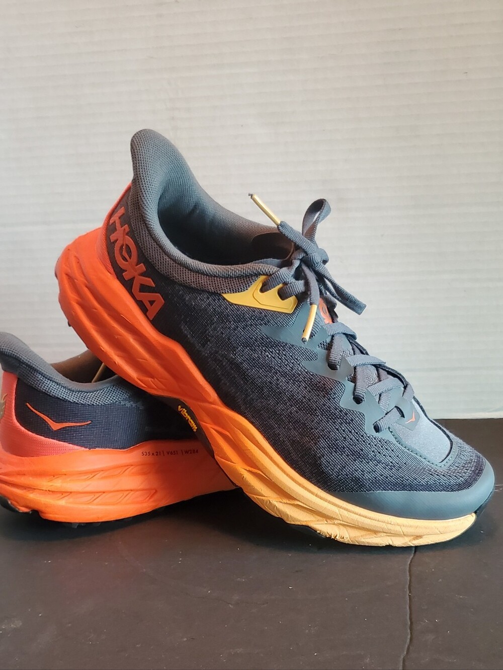 Hoka Men's Speedgoat 5 Running Trail Shoes Gray and Orange